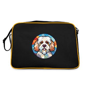 Bolognaise chien race aquarelle verre Illustration - Sac Retro - noir/or - Dos