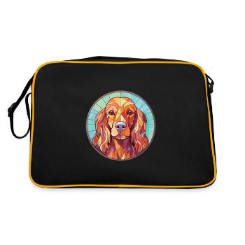 Irischer Setter Hund Rasse Aquarell Illustration - Retro Tasche - Schwarz/Gold - Hinten