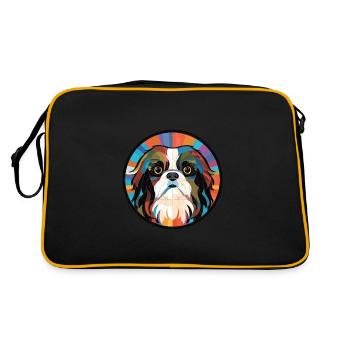 Illustration à l’aquarelle de race de chien menton japonais - Sac Retro - noir/or - Dos