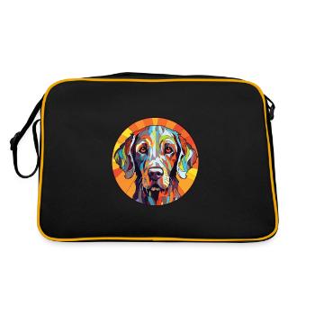 Slovakian Rough Haired Pointer Dog Watercolor - Retro Bag - black/gold - Back