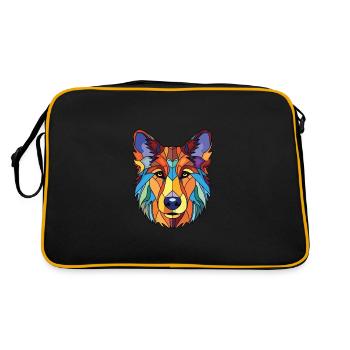 Collie Shepherd Dog Breed Watercolor Illustration - Retro Bag - black/gold - Back