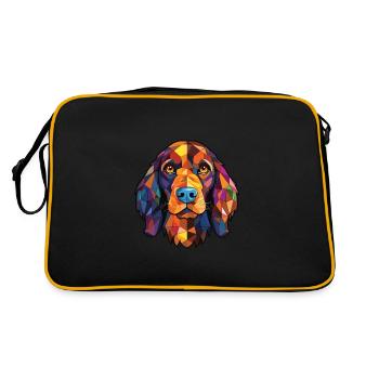 Picardy Spaniel Dog Breed Watercolor Illustration - Retro Bag - black/gold - Back