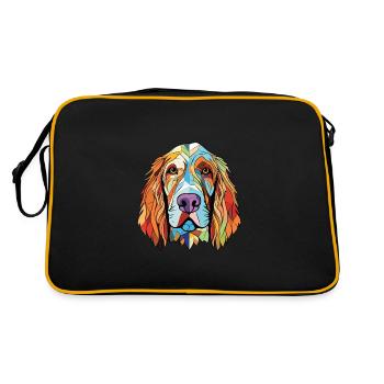 Spinone Italiano Hunderasse Aquarell Illustration - Retro Tasche - Schwarz/Gold - Hinten