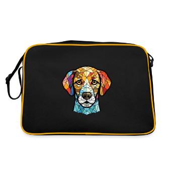 Seskar Seal Hunderasse Aquarell Illustration - Retro Tasche - Schwarz/Gold - Hinten