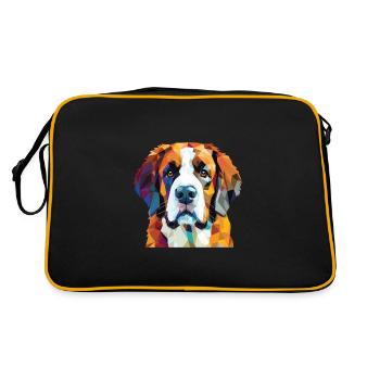 St Bernard chien race aquarelle verre Illustration - Sac Retro - noir/or - Dos