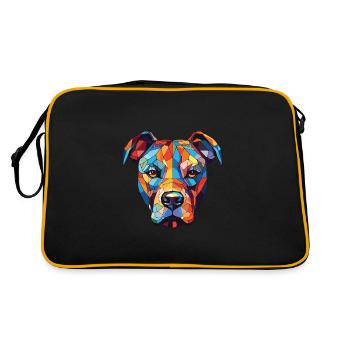 Staffordshire Bull Terrier Staffy Dog Watercolor - Retro Bag - black/gold - Back