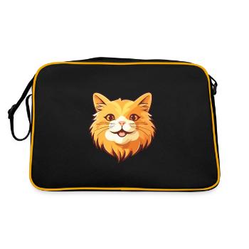 Ginger Longhair chat dessin animé aquarelle Clipart - Sac Retro - noir/or - Dos