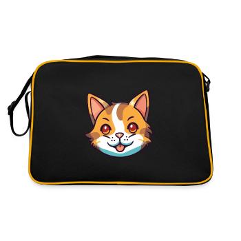 California Spangled Cat Cartoon Watercolor Clipart - Retro Bag - black/gold - Back