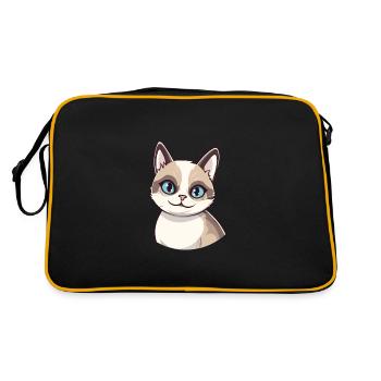 Illustration aquarelle de dessin animé de chat raquette - Sac Retro - noir/or - Dos