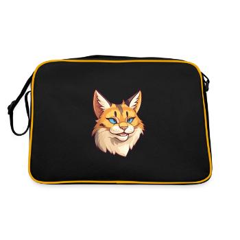 Lynx d’Eurasie chat Cartoon Illustration à l’aquarelle - Sac Retro - noir/or - Dos