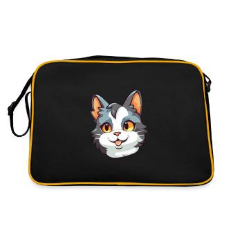 Verdünnte Calico-Katze Cartoon-Aquarell-Illustration - Retro Tasche - Schwarz/Gold - Hinten