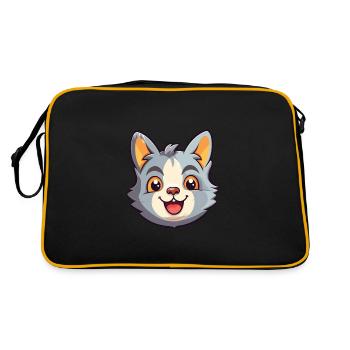 Illustration aquarelle de dessin animé de chat domestique - Sac Retro - noir/or - Dos