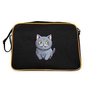 British Shorthair chat Cartoon aquarelle Clipart - Sac Retro - noir/or - Dos