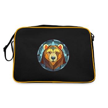 Bear Colorful Watercolor Animal Pet Illustration - Retro Bag - black/gold - Back