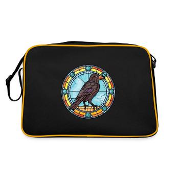 Crow Colorful Watercolor Animal Pet Illustration - Retro Bag - black/gold - Back