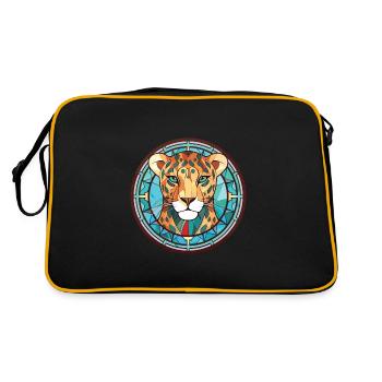 Leopard Colorful Watercolor Animal Illustration - Retro Bag - black/gold - Back