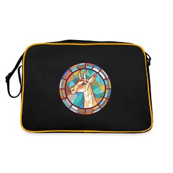 Saiga Colorful Watercolor Animal Pet Illustration - Retro Bag - black/gold - Back