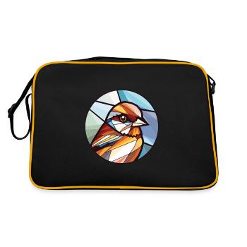 Sparrow Colorful Watercolor Animal Illustration - Retro Bag - black/gold - Back