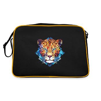 Leopard Colorful Watercolor Animal Illustration - Retro Bag - black/gold - Back