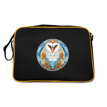 Barn Owl Colorful Watercolor Animal Illustration - Retro Bag - black/gold - Back