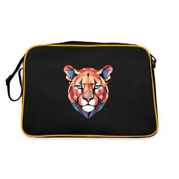 Cougar Colorful Watercolor Animal Pet Cartoon - Retro Bag - black/gold - Back