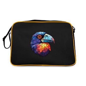 Crow Colorful Watercolor Animal Pet Illustration - Retro Bag - black/gold - Back