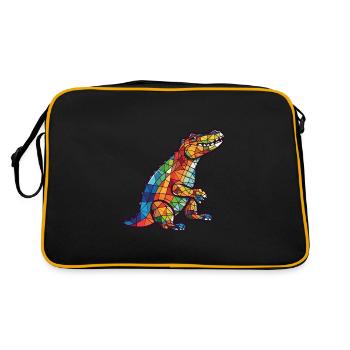 Crocodile Aquarelle Colorée Illustration Animale - Sac Retro - noir/or - Dos