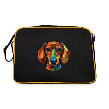 Teckel Chien Aquarelle Colorée Animal Cartoon - Sac Retro - noir/or - Dos