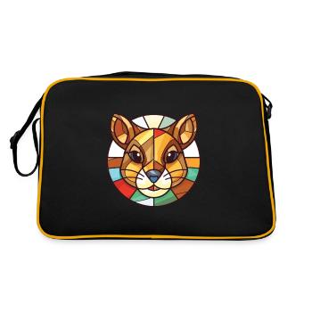 Chipmunk Colorful Watercolor Animal Illustration - Retro Bag - black/gold - Back