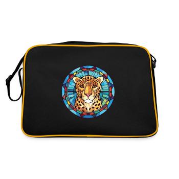 Leopard Colorful Watercolor Animal Illustration - Retro Bag - black/gold - Back