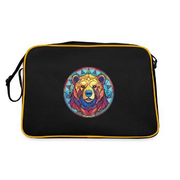 Bear Colorful Watercolor Animal Pet Illustration - Retro Bag - black/gold - Back