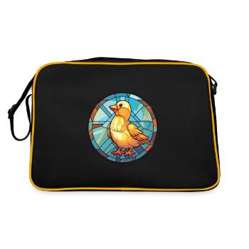 Chick Colorful Watercolor Animal Pet Illustration - Retro Bag - black/gold - Back