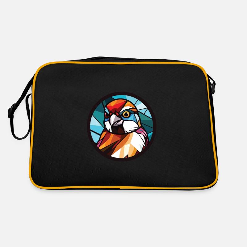 Spatz bunte Aquarell-Tier-Illustration Retro Tasche