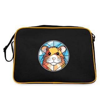 Hamster Buntes Aquarell Tier Illustration - Retro Tasche - Schwarz/Gold - Hinten
