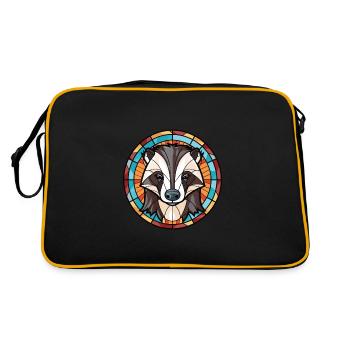 Badger Colorful Watercolor Animal Pet Illustration - Retro Bag - black/gold - Back