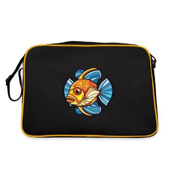Flunder Fisch Buntes Aquarell Tier Cartoon - Retro Tasche - Schwarz/Gold - Hinten