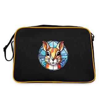 Chipmunk Colorful Watercolor Animal Illustration - Retro Bag - black/gold - Back