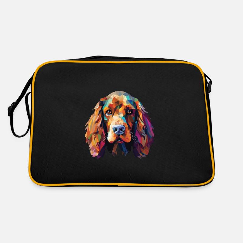 American Cocker Spaniel Hunderasse Aquarellglas - Retro Tasche - Schwarz/Gold