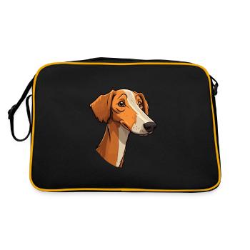Lurcher Hunderasse Cartoon Kawaii Illustration - Retro Tasche - Schwarz/Gold - Hinten