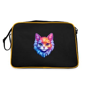 Selkirk Rex Cat Breed aquarelle dessin animé Kawaii - Sac Retro - noir/or - Dos