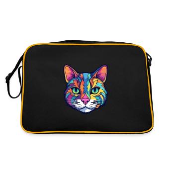 American Wirehair Cat Watercolor Cartoon Kawaii - Retro Bag - black/gold - Back