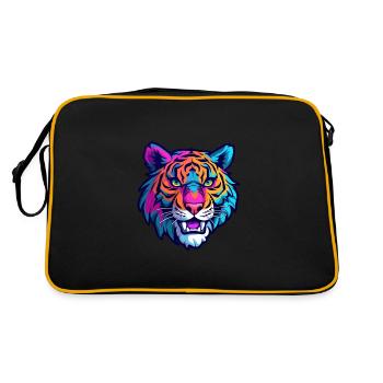 Tiger Colorful Watercolor Cartoon Kawaii Animal - Retro Bag - black/gold - Back