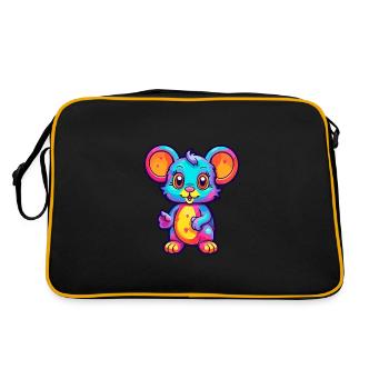 Mouse Colorful Watercolor Cartoon Kawaii Animal - Retro Bag - black/gold - Back