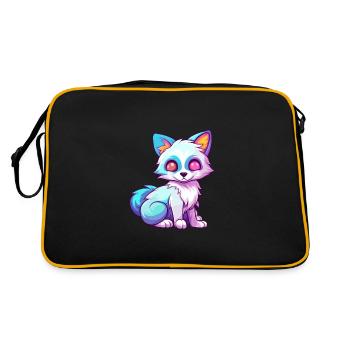 Arctic Fox Colorful Watercolor Cartoon Kawaii Anim - Retro Bag - black/gold - Back