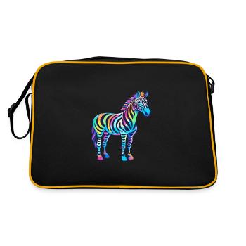 Zebra Colorful Watercolor Cartoon Kawaii Animal - Retro Bag - black/gold - Back