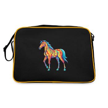 Cheval Aquarelle Colorée Dessin Animé Kawaii Animal - Sac Retro - noir/or - Dos