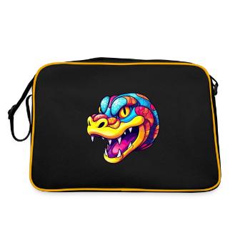 Serpent Aquarelle Colorée Dessin Animé Kawaii Animal - Sac Retro - noir/or - Dos
