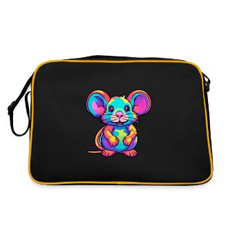 Rat Colorful Watercolor Cartoon Kawaii Animal - Retro Bag - black/gold - Back