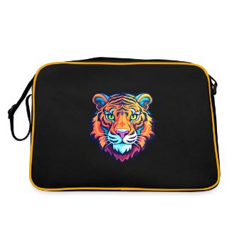 Tiger Colorful Watercolor Cartoon Kawaii Animal - Retro Bag - black/gold - Back