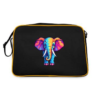 Éléphant Aquarelle Colorée Dessin Animé Kawaii Animal - Sac Retro - noir/or - Dos